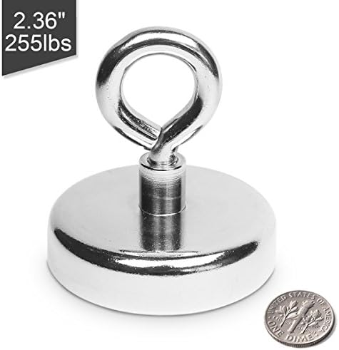 Fishing Magnets, Super Strong Neodymium Magnets 225 LBS Pulling Force Rare Earth Magnet with Countersunk Hole Eyebolt