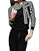 Allegra K Ladies Tie-bow Neck Striped Long Sleeve Splicing Autumn Shirt,Black,M