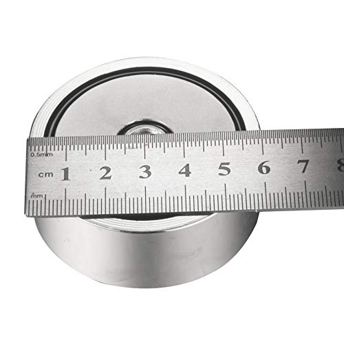 Wukong Second-Generation Neodymium Fishing Magnets (Double-Sided Magnetic) Round Neodymium Magnet with Eyebolt, Combined 600 LBS Pulling Force, 2.36" Diameter - Magnet for River or Lake Fishing.