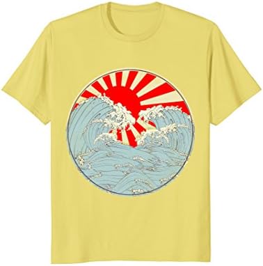 Mens Japanese T Shirt - The Great Wave off Kanagawa Vintage Art Small Lemon