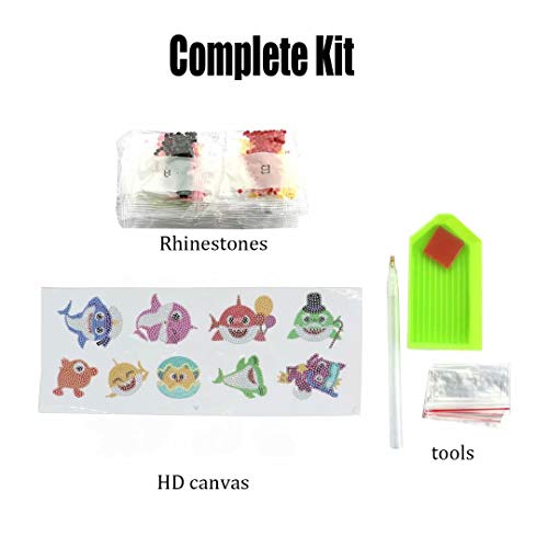 baby shark 5D Diamond Painting for Kids, Painting by Number Kits for beginer, Arts Crafts Supply, Rhinestone Mosaic Making starter set fine motor skills Gifts for Christmas Birthday Valentine's Day - Thumbnail 3