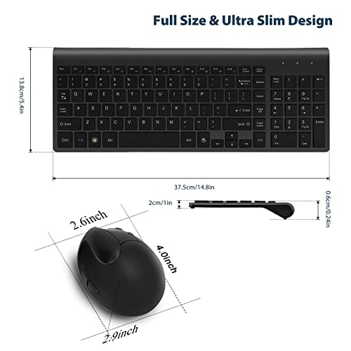 Fonicer 2.4GHz Wireless Vertical Ergonomic Mouse and Keyboard Combo
