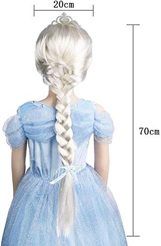 Vicloon Elsa Dress Accessories, Elsa Gloves, Princess Tiara Braid Wand Set (7 pcs), Wig Set-9pcs - Image 4