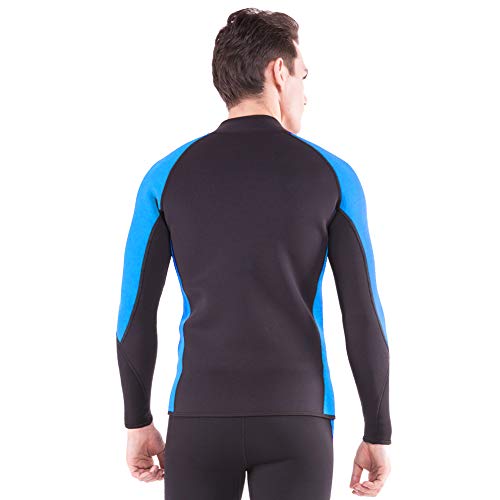 Flexel Wetsuit Tops/Pants, 2mm Premium Neoprene Wet Suit Jacket/Scuba Diving Vest for Swimming Snorkeling Surfing Fishing XSPAN Front Zipper Suit (2mm Jacket Ocean, Small)