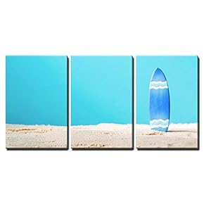 Summer Theme with Surfboard on a Bright Blue...