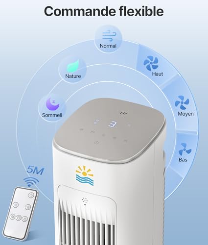 EXNOS Silent Air Cooler - Alternative Air Conditioner Mobile Without Evacuation, 75° Oscillation, 12H Timer, Remote Control, White