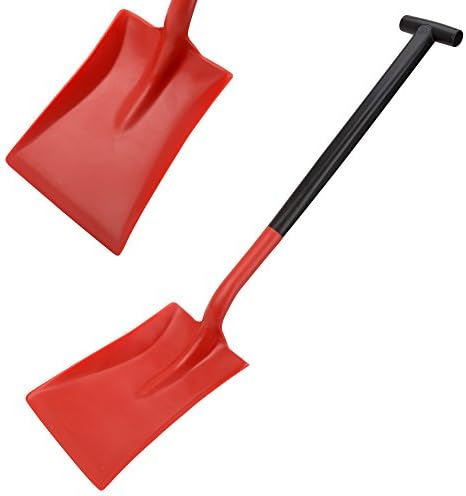 Harold Moore Snow Ice Shovel Spade in Dark Red Design with Plastic Blade and Solid Shaft