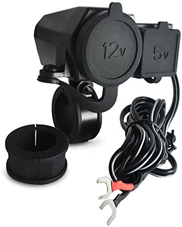 Dual USB Motorcycle Car Charger, TaiTian 5V 2.1A USB 12v Motorcycle Handlebar Handle Bar Clamp waterproof Charger Power Port Socket Set