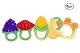 Baby Teething Toys (Pack of 5) | FDA-Approved Soft Silicone Fruit Teethers for Babies | Fridge & Dishwasher Safe | BPA-Free Teether Set for Boys & Girls