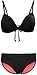 BAWDY Women's Summertime Sexy Push Up Padded 2 Pc Bikini Set, Black, L