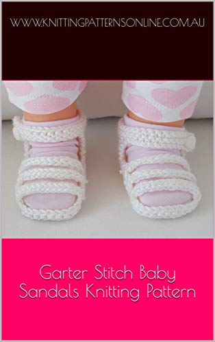 Garter stitch baby sandals in 8ply knitting pattern - Mia