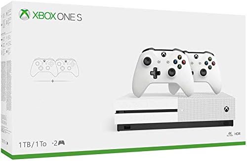 Microsoft Xbox One S 1TB Two Controllers Bundle with 4K Ultra HD Blu-ray: Includes 1 Month Game Pass and Live Gold, Two Xbox Wireless Controllers and Xbox One S 1TB 4K HDR Gaming Console