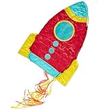 Juvale Small Rocket Ship Pinata, Kids Space Themed Birthday Party Supplies, 16.5 x 12.5 x 3 Inches