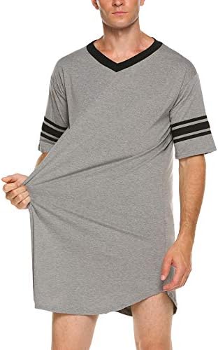 Soft Loose Pajama Sleep Shirt,Men-grey 