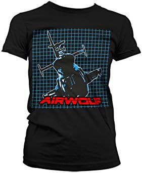 Airwolf T Shirt Pattern logo new Official Womens Junior Fit Black