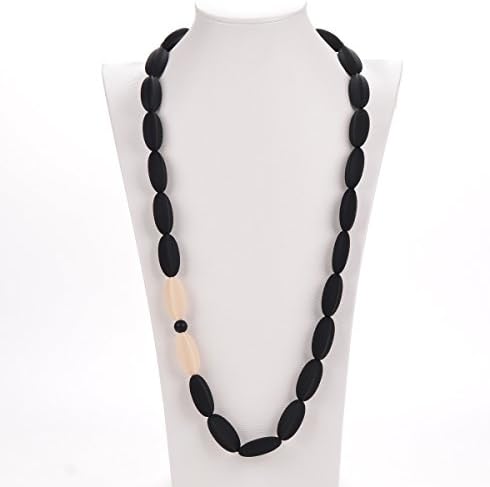 Nursing and Teething Necklace for Baby & Mom focuses a nursing baby and later soothes teething - Black, Navaho White