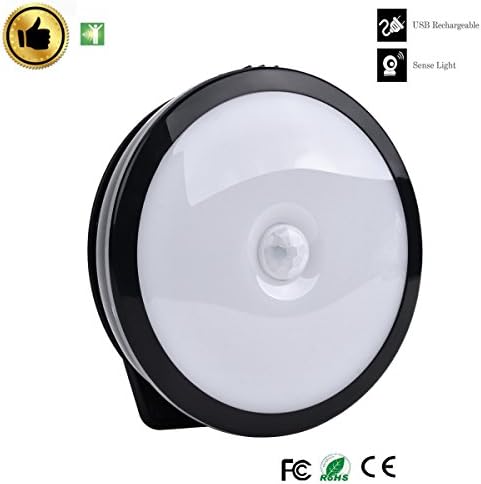 DODAUG 6LED Wireless Motion Sensor Light Rechargeable USB Charging Security Lamp (1 PACK BLACK)