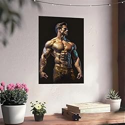 HMLZSJ Nude Muscle Male Torso Portrait Art Gay