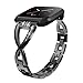 TOYOUTHS Bling Bracelet Compatible With Fitbit Versa 2 for Women - Stainless Steel Wristband Replacement for Versa Lite Edition/SE - Dressy Metal Strap Bangle Black