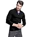 StyleDome Men`s Lapel Stand Collar Tops Long Sleeve Regular Basic Polo Shirts Black XL