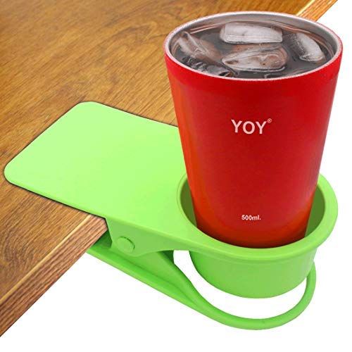 HOLLIHI Drink Cup Holder Clip - Table Desk Side Water Glass Beer Bottle Tumbler Beverage Soda Tea Coffee Mug Holder Cup Saucer Clip Design for Home Office, Green