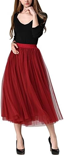 Grace Boutik 3-Layered Women Fairy Soft Tulle Skirt Elastic Waist Bouffant Midi Skirts