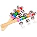 Ruikey Wood Rhythm Bells Stick Kids Rainbow Gift Musical Instrument Baby Hand Shaker Bell Jingle Ring Cartoon Music Toy Baby Rattle Toys