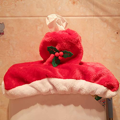 Auoinge Christmas Bathroom Sets, Cute Santa 3D Nose Plush Toilet Seat Cover Rug Set …