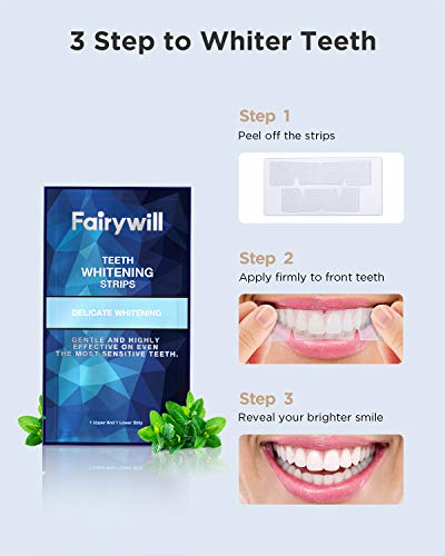 Fairywill Teeth Whitening Strips for Sensitive Teeth - Reduced Sensitivity Whitener strips, Gentle and Safe for Enamel, 3D Whitestrips Pack of 28 White Strips