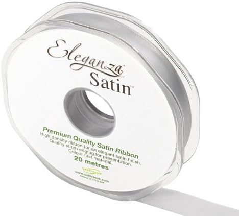 ELEGANZA Double Faced Satin 15mm x 20m Silver No.24, 15 mm x 20 m