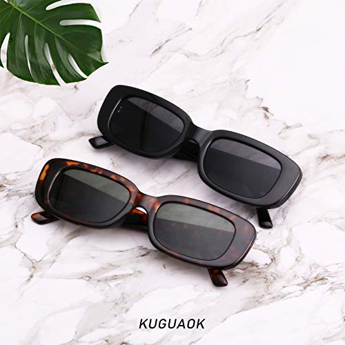 KUGUAOK Retro Rectangle Sunglasses Women and Men Vintage Small Square