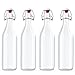 Swing Top Bottles Set of 4 Glass Kombucha Fruit Beverage Beer Liquor 32 Ounces Each Clear Flask Airtight Seal Stopper with Bonus Funnel Included