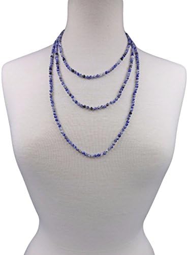 BjB 70 Inch 4MM Stone Hand Knotted Light Weight Endless Infinity Beaded Necklace.