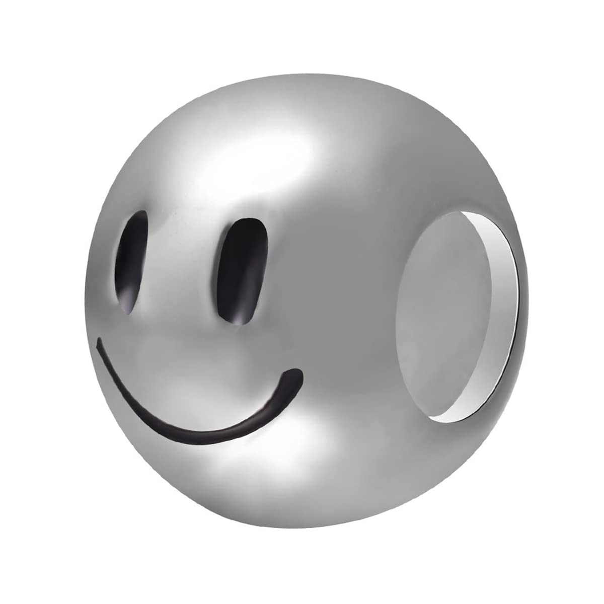 Smiley Face Charm, Fit Pandora Valentines Day Bracelet, 925 Sterling Silver Round Ball Smile Face Happy Beads Like Football, Gift for Lover/Sister/Wife/Couple