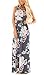 ZRMY Women's Floral Print Sleeveless Tunic Maxi Dress Casual Racerback Beach Long Dress with Pockets (Grey_Flower, XL)