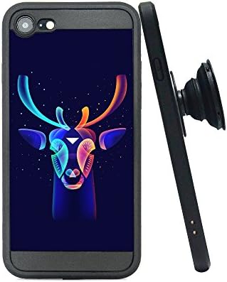 iPhone 8 Plus Case, iPhone 7 Plus Case and Pop Stand Socket, New Design Rotating Stand Black Case Soft Impact Colorful Animal Protective Cover Case for Apple iPhone 8/7 Plus- Beauty Deer