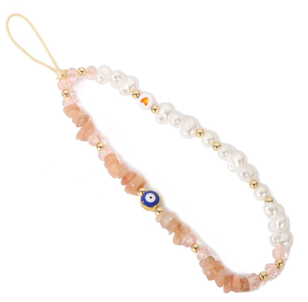 SKIRIFLA Evil Eye Phone Charm Strap, Evil Eye Phone Lanyard Crystal Strap, Cute Beaded Charm Aesthetic,Beaded Chain Preppy Charms Kawaii Keychain -16
