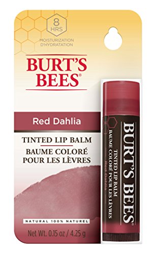 Burts Bees 100% natural tinted lip balm, red dahlia blister box, 4.25g