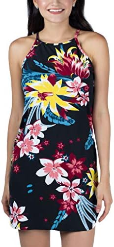 Mia Suri Women's Strappy A Line Printed Casual Club Party Summer Holiday Mini Shirt Dress