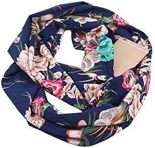 Hot!Fashion Women Scarves,BANAA Flower Pattern Scarf with Zipper Pocket Wrap Neck Scarves Casual Scarf Best Gifts