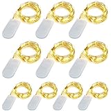 [10-Pack] LED String Lights, 3.5FT LED Moon Lights 20 Led Micro Lights On Silver Copper Wire (Batteries Include) for DIY Wedding Centerpiece, Table Decoration, Party (Warm White)