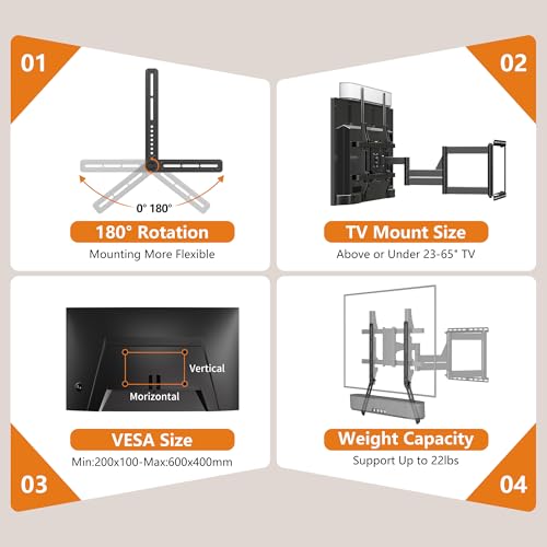 XINLEI Universal Soundbar Mount with Removable Long Extension Plates, Compatible with Most TVs from 23 to 65 Inches, up to 10 kg