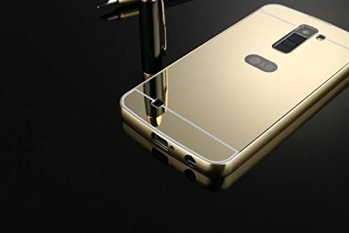 Rejected all traditions Luxury Ultra-thin Sparkle Mirror case+Aluminum Metal Frame Bumper With Hard PC Back Cover Case For LG K10 - Gold