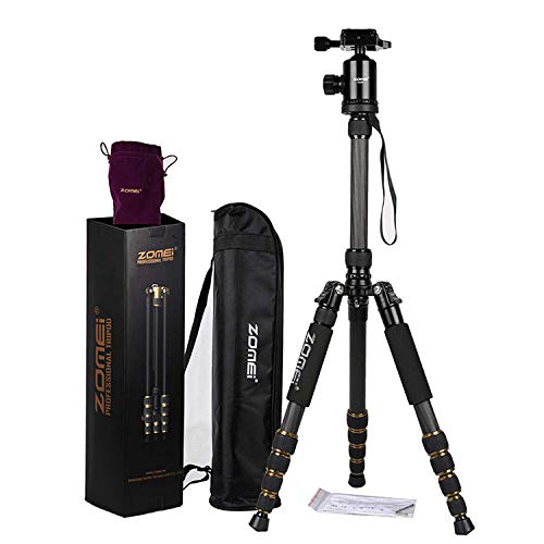 Zomei Z669C Carbon Fiber Tripod 60 inches/ 151 Centimeter Lightweight Stable Travel Monopod Tripod with 360-degree Ball Head and Five Section Leg Tube for Sony Nikon Camera