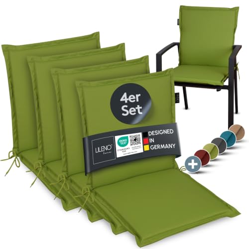 LILENO HOME Gartenstuhl Auflagen [4er Set - Niedriglehner] in Apfelgrün