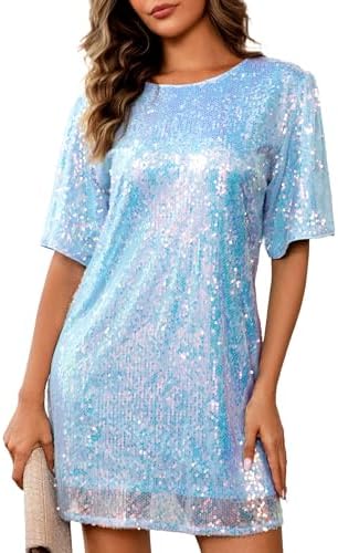 Amazon.com: Women Sequin Mini Dress Glitter Sparkly Sleeveless Aline Short  Dress Loose Flowy Cocktail Party Club Homecoming Dress Hot Pink : Clothing,  Shoes & Jewelry