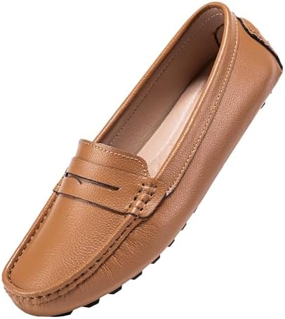 BEAUSEEN Women's Penny Loafers Leather Driving Moccasins Comfort