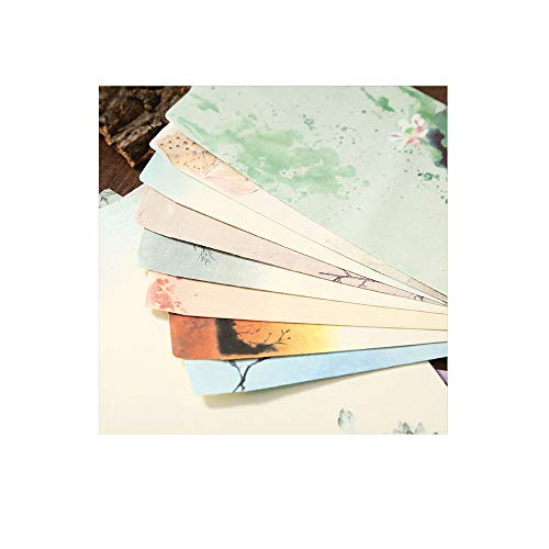 DLOnline 80 Pcs Writing Stationery Paper and Envelopes,Letter Set,8 Styles of Ink Painting Classic Vintage Antique(64 Letter Paper + 16 Envelopes) - Thumbnail 4