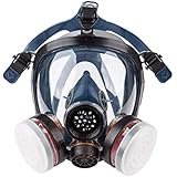 Organic Vapor Full Face Respirator Safety Mask N95 Double Activated Charcoal Air filter For Painting Formaldehyde Chemicals Respiratory Protection (Safety mask+1 Pair 3# filter)