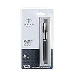 New Parker Classic Matte Black Ballpoint / Ball Pen Matt Chrome with Blue Refill
